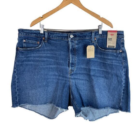 NEW Levis 501 High‎ Rise Jean Shorts Womens 24W Blue Denim Medium Wash Cotton - Picture 1 of 4